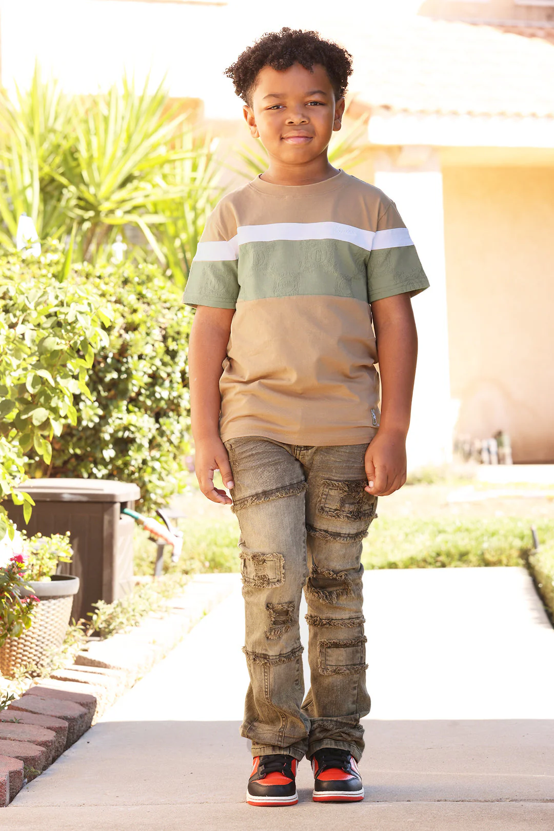 B141 Makobi Kids Monogram Tee - Khaki - Image 3