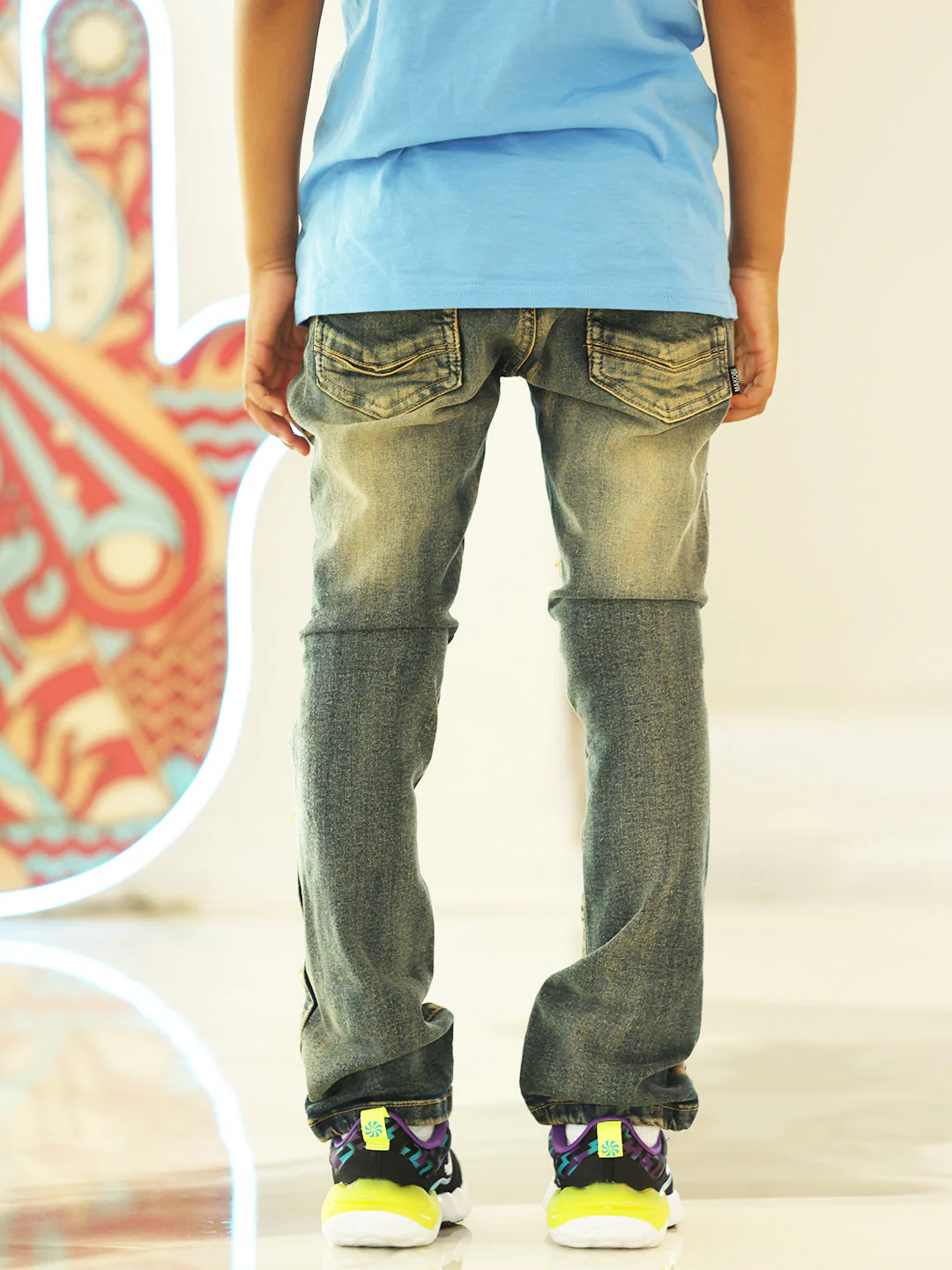 B1903 Montego Makobi Kids Jeans with Underlay - Dirt - Image 3