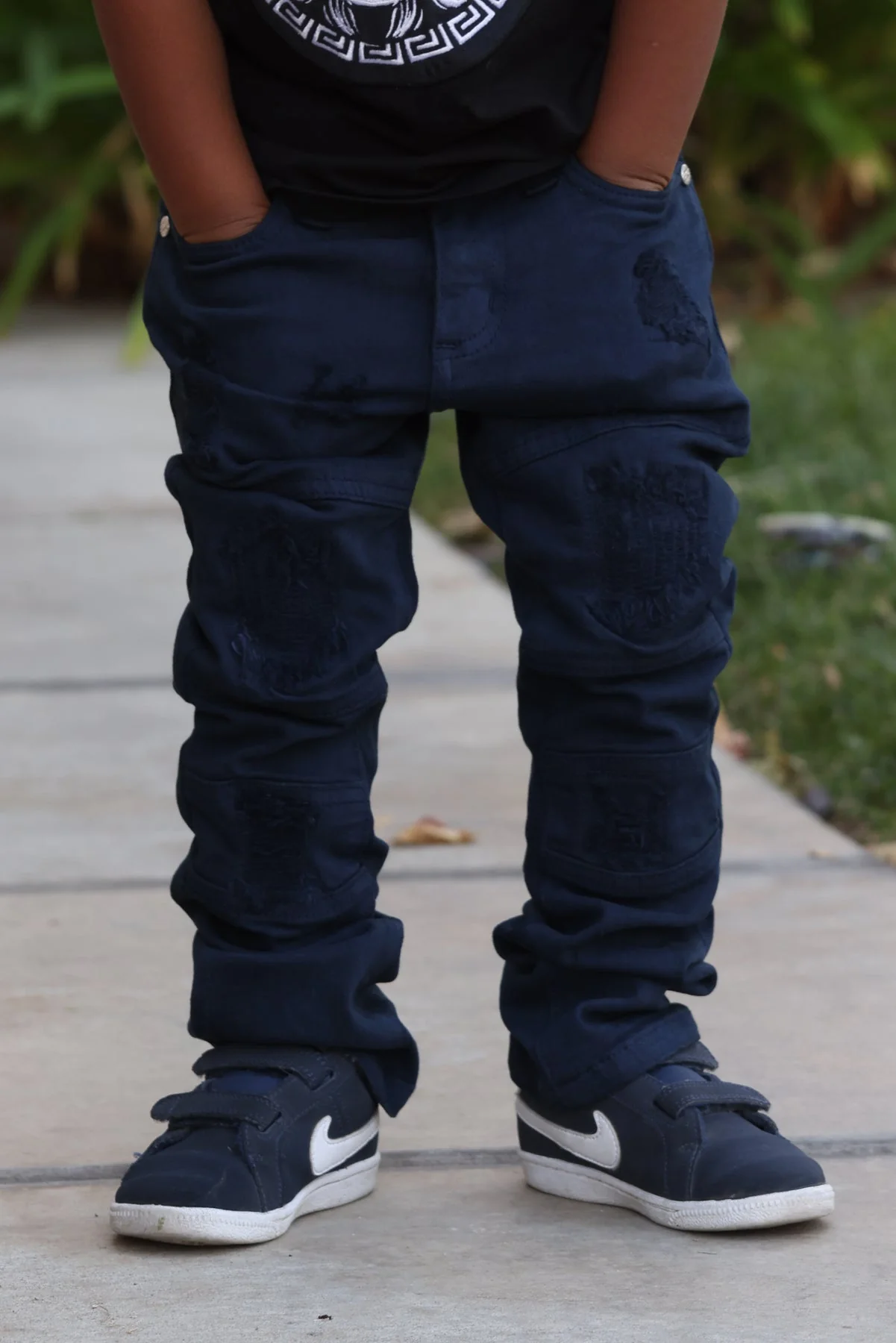 B1941 Makobi Kids  Monogram Jeans - Navy - Image 3