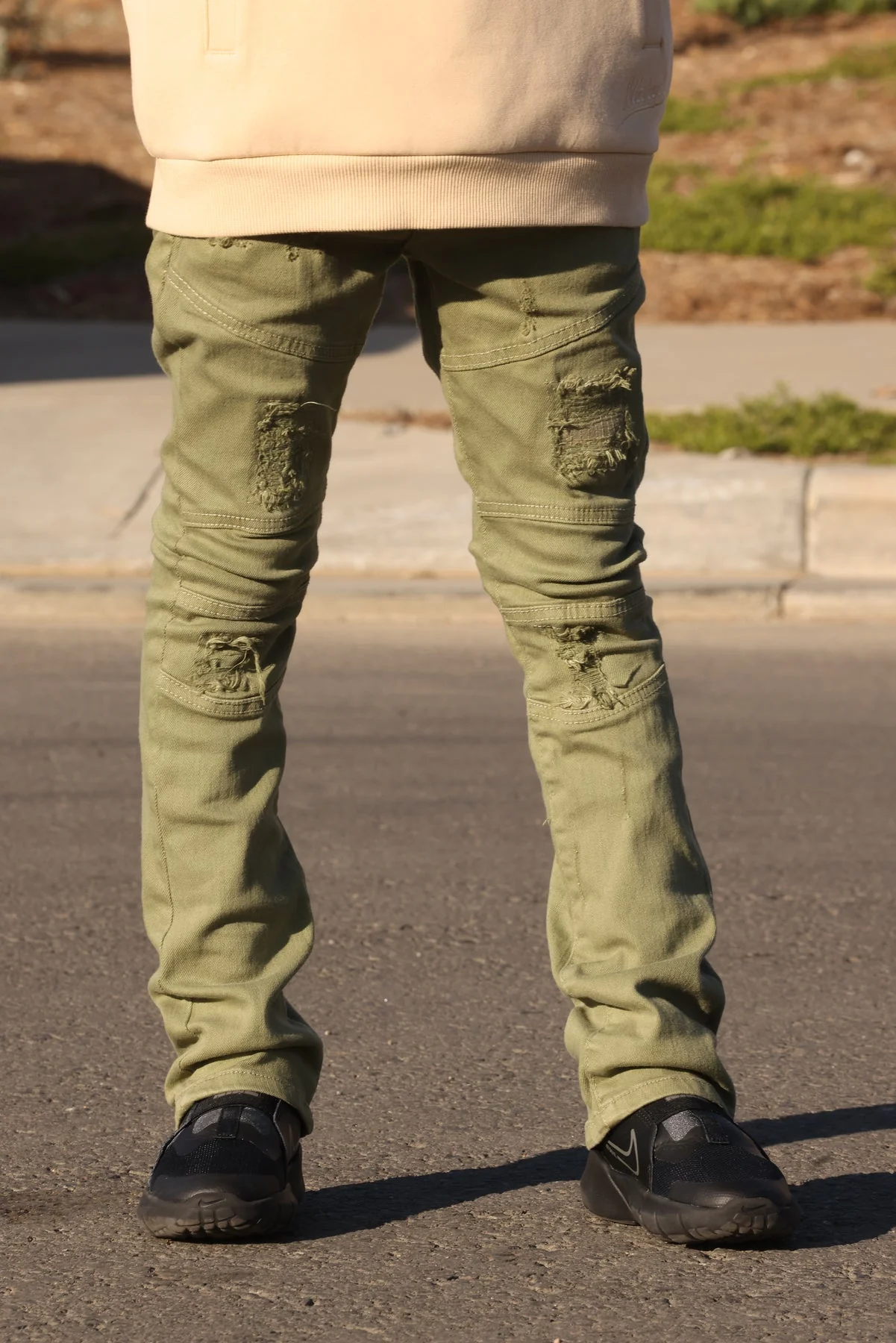B1941 Makobi Monogram Kids Jeans - Olive - Image 3