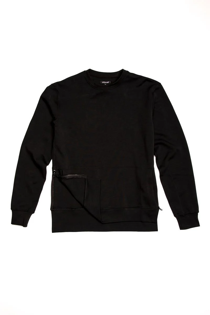 CityLab - Side-Zip Crew Performance Fleece - Black - Image 2