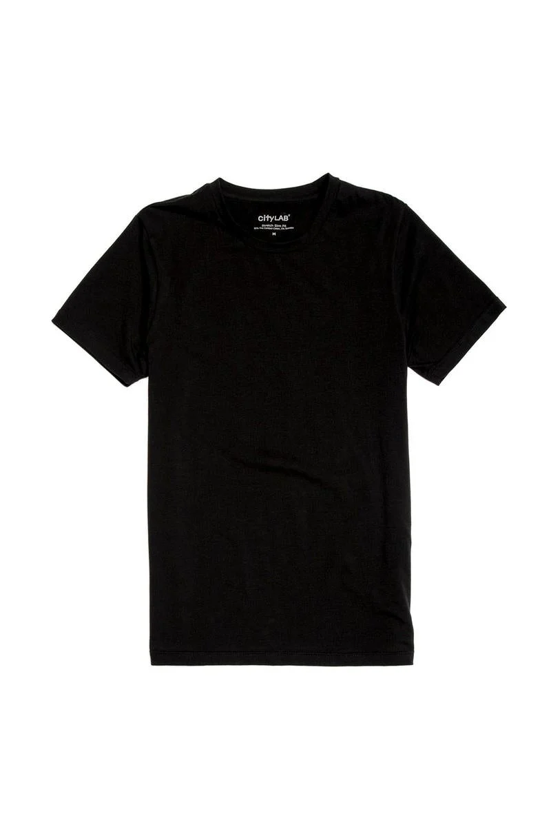 CityLab - Stretch Slim Fit T-Shirt Crew Neck - Black - Image 2