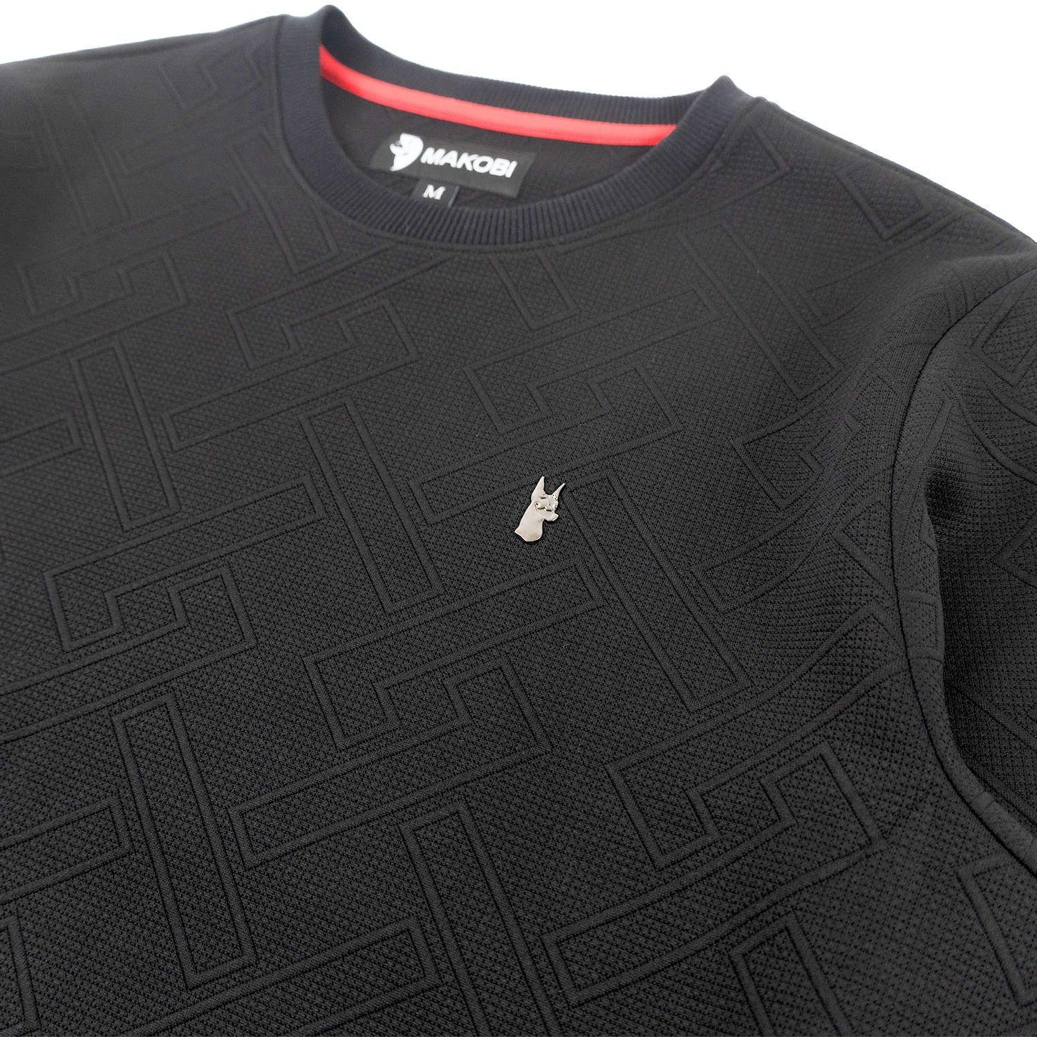 M4390 MAKOB- Beanchi Jacquard Crewneck -BLACK - Image 5