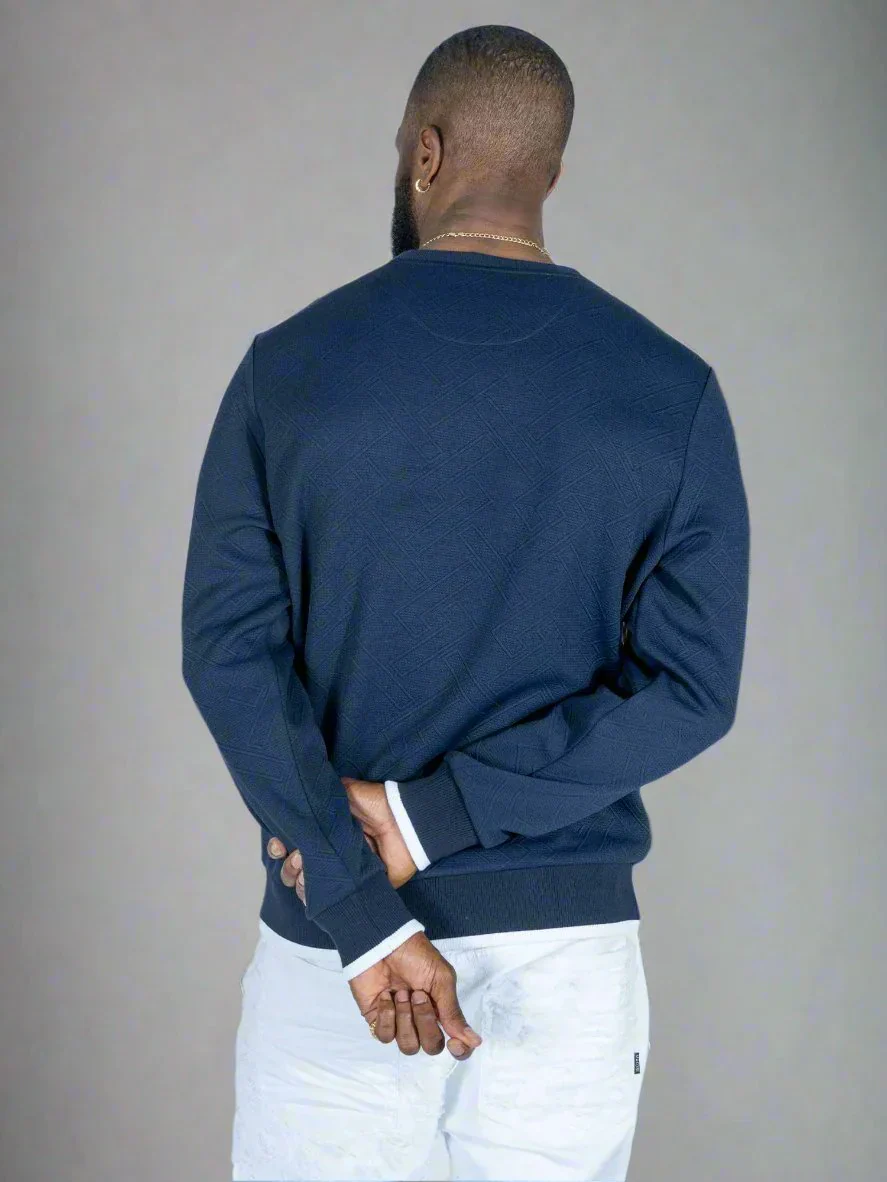 M4390 MAKOBI-Beanchi Jacquard Crewneck - Navy - Image 4