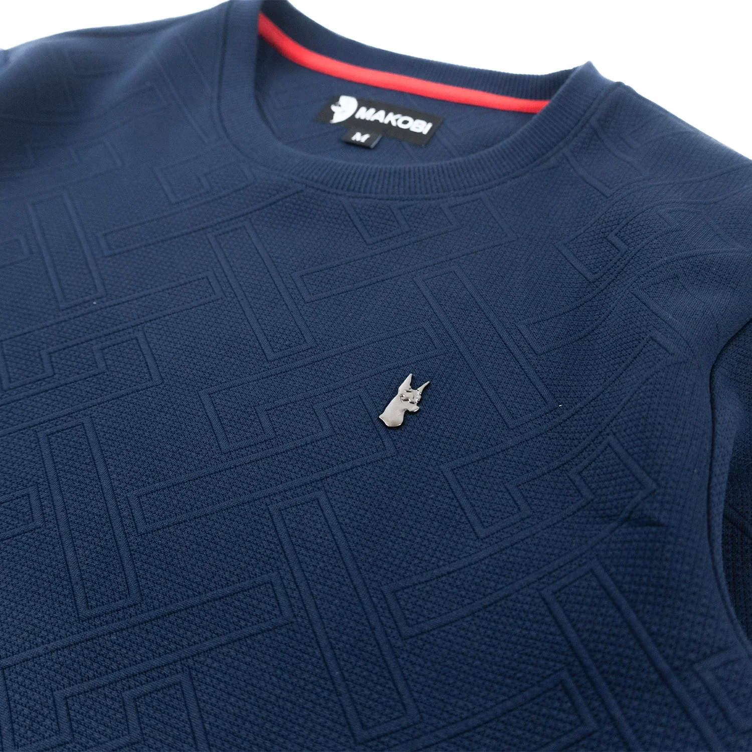 M4390 MAKOBI-Beanchi Jacquard Crewneck - Navy - Image 5