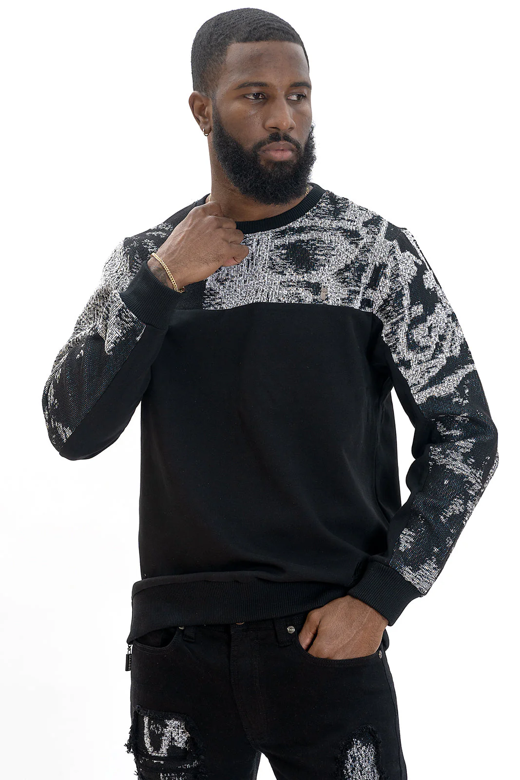 Makobi M4399 Bagnoli Tapestry Crewneck - Black - Image 2