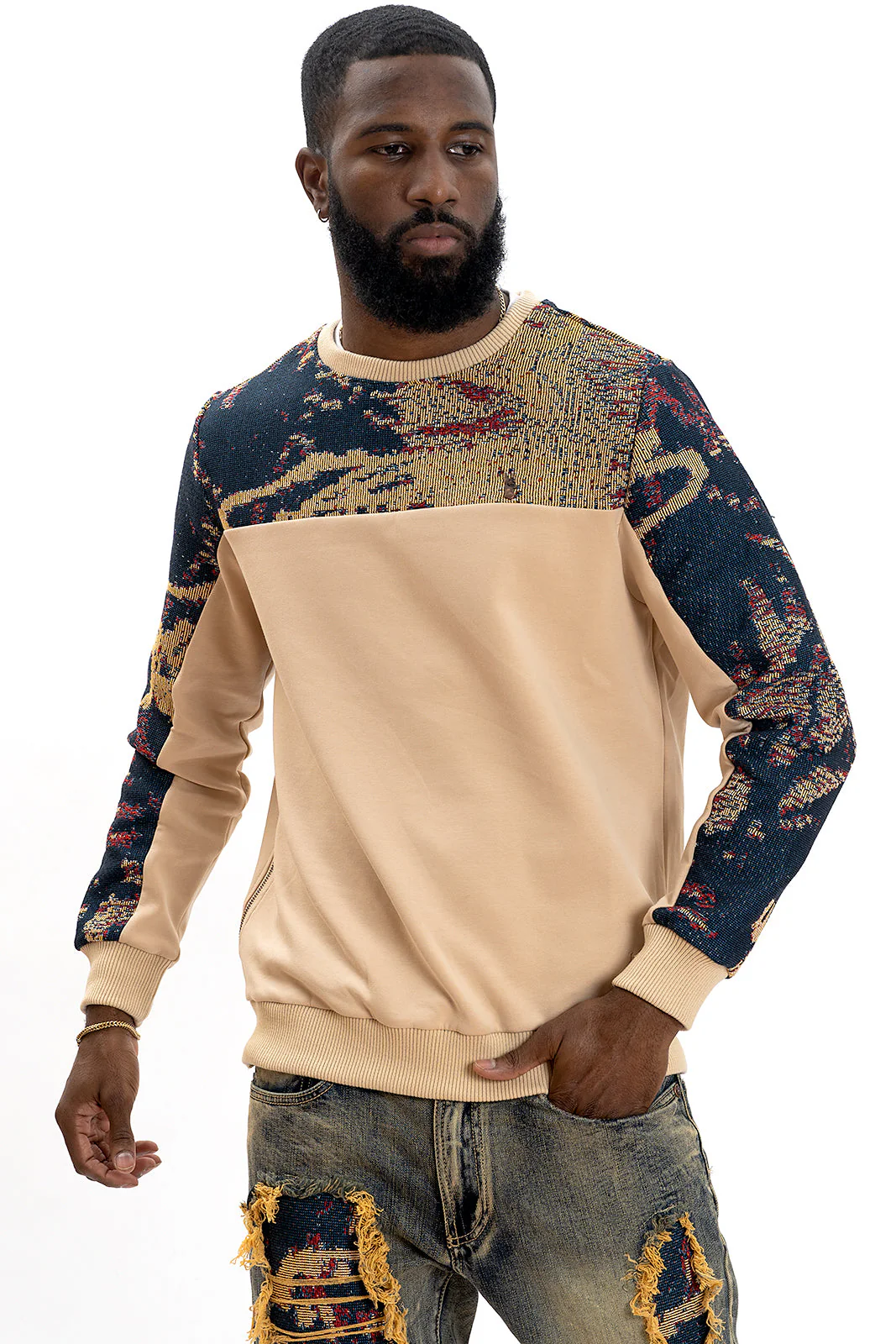 Makobi M4399 Bagnoli Tapestry Crewneck - Khaki - Image 2