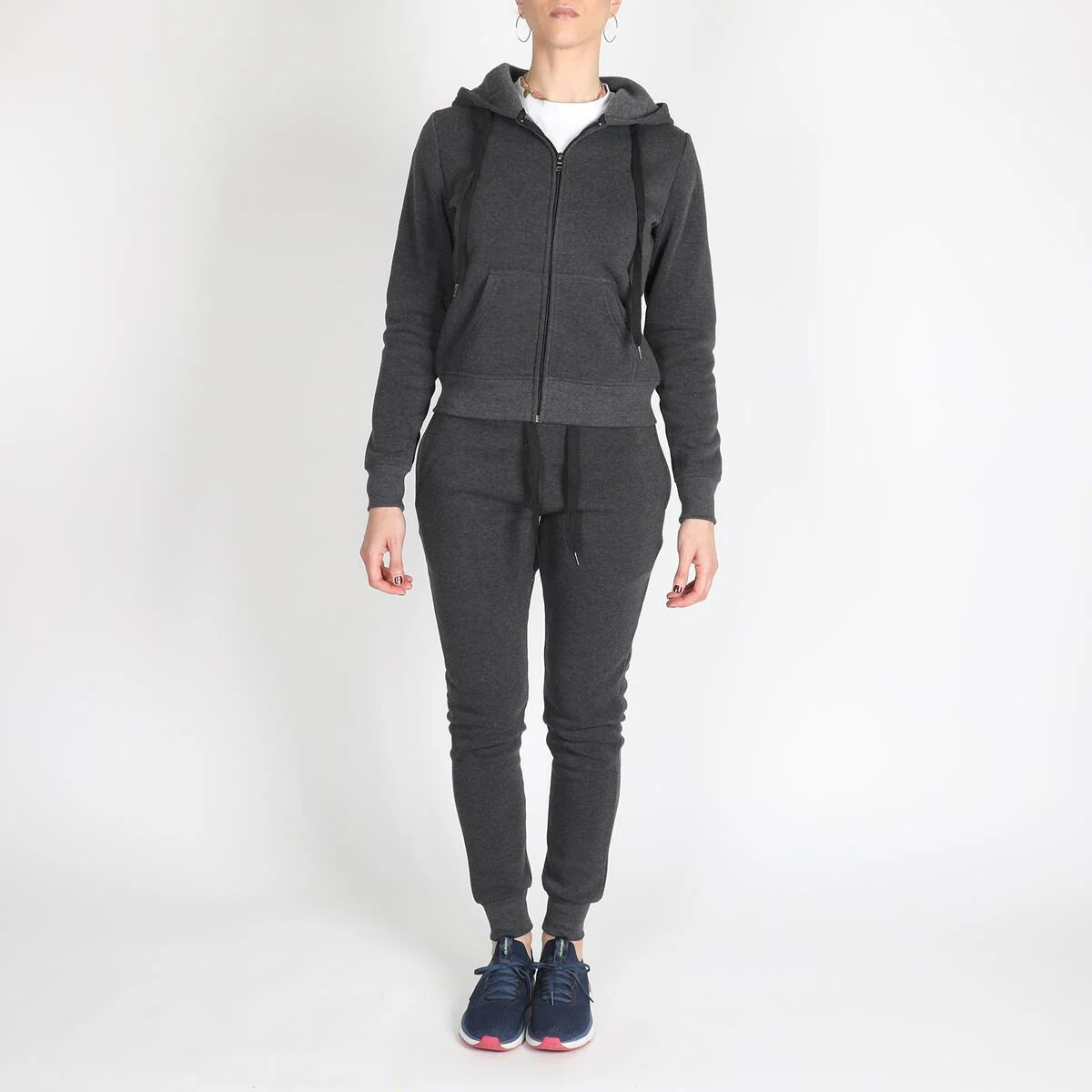 Red Fox - Fleece Hoodie - Charcoal (ST012) - Image 3
