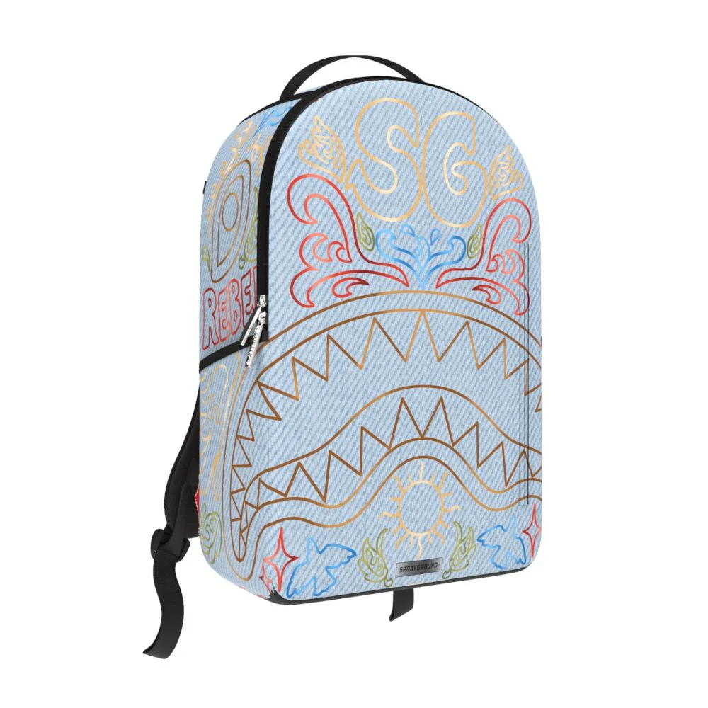 SprayGround METALLIC PRINTED DENIM SHARK DLXSV BACKPACK (B6976) - Image 2