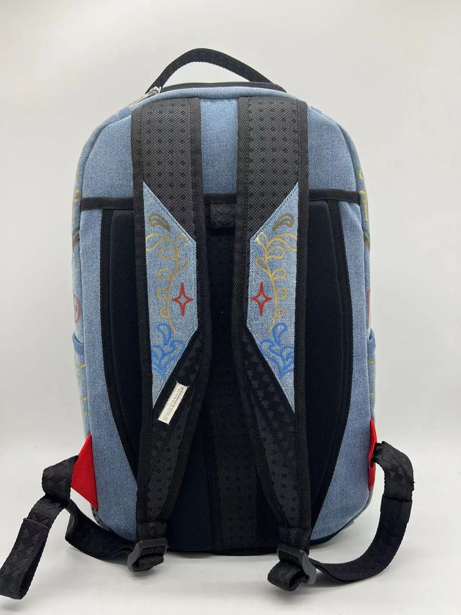 SprayGround METALLIC PRINTED DENIM SHARK DLXSV BACKPACK (B6976) - Image 3